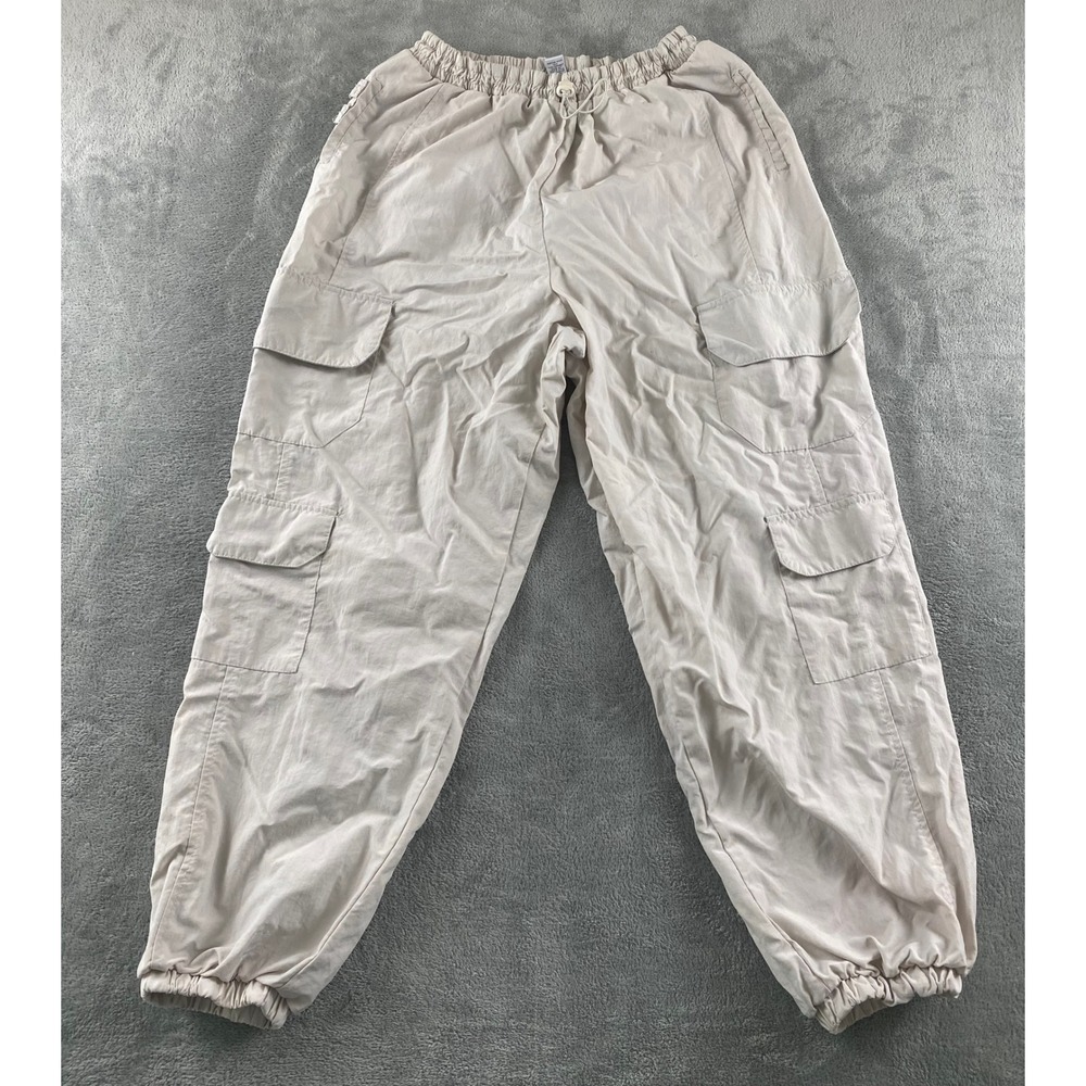 Rue21 Womens XL Tan Nylon Cargo Jogger Pants Elastic Waist Utility Gorpcore